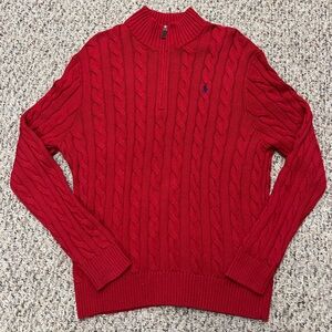 Polo by Ralph Lauren Men's Red Cable Knit Sweater